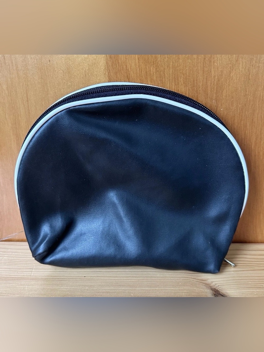 Lancome Black Wrap Around Zip Round Cosmetic Travel Makeup Bag Pouch